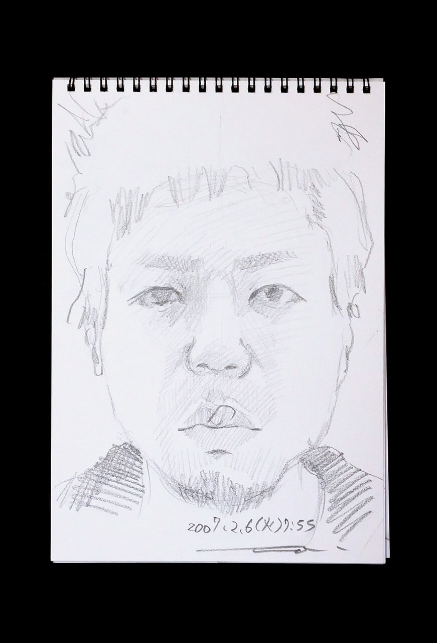 Contemporary artist SHINTAKU Tomoni's 2007/2/6 Self-portrait or pencil drawing