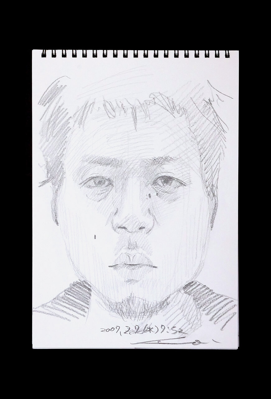 Contemporary artist SHINTAKU Tomoni's 2007/2/7 Self-portrait or pencil drawing