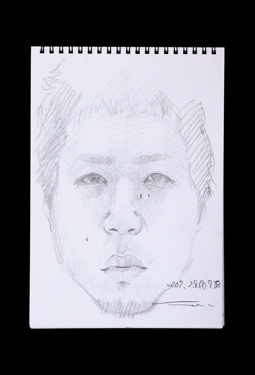 Contemporary artist SHINTAKU Tomoni's 2007/2/8 Self-portrait or pencil drawing