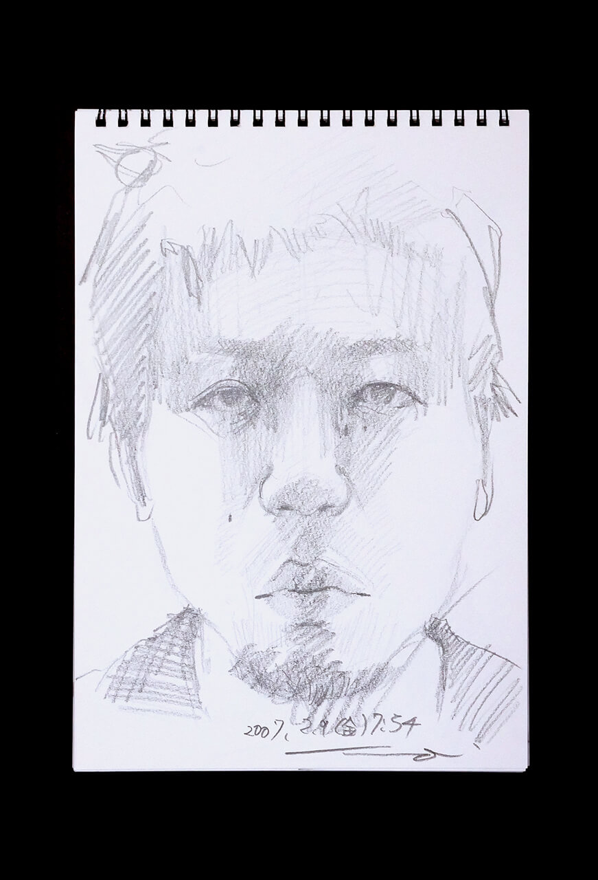Contemporary artist SHINTAKU Tomoni's 2007/2/9 Self-portrait or pencil drawing