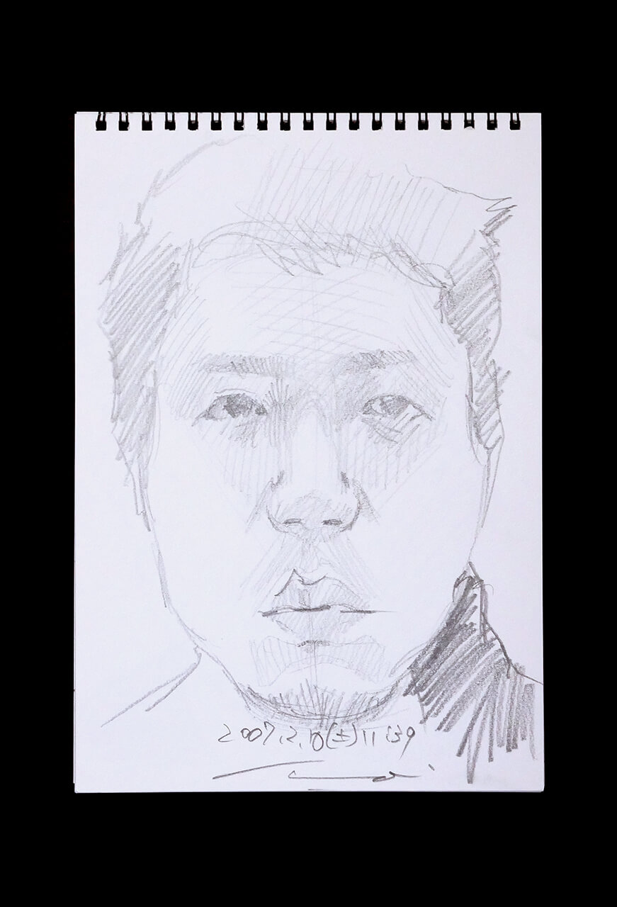 Contemporary artist SHINTAKU Tomoni's 2007/2/10 Self-portrait or pencil drawing