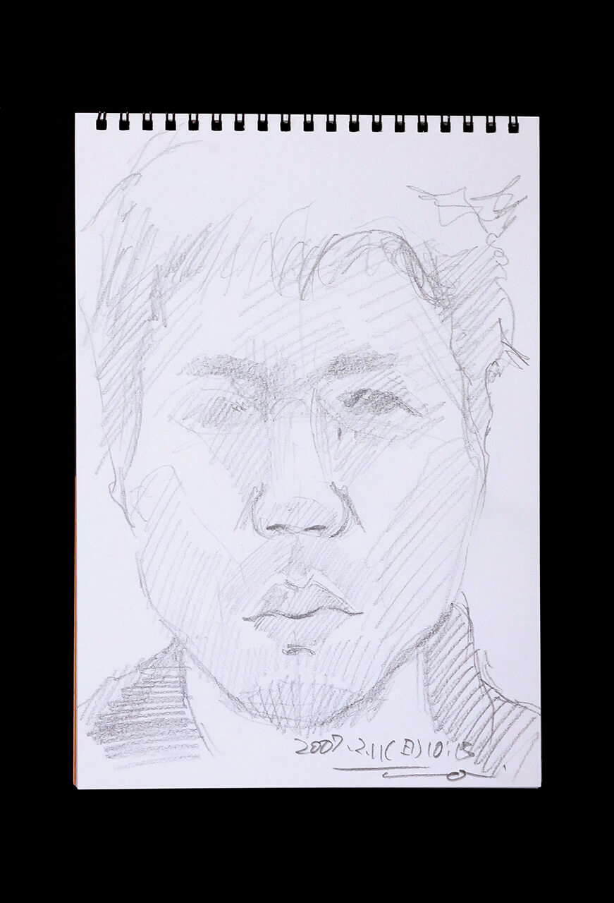 Contemporary artist SHINTAKU Tomoni's 2007/2/11 Self-portrait or pencil drawing