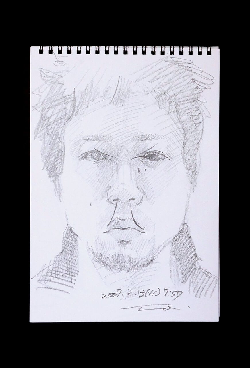 Contemporary artist SHINTAKU Tomoni's 2007/2/13 Self-portrait or pencil drawing