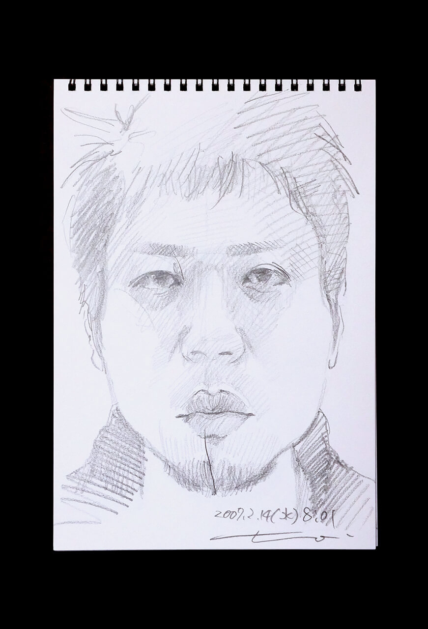 Contemporary artist SHINTAKU Tomoni's 2007/2/14 Self-portrait or pencil drawing