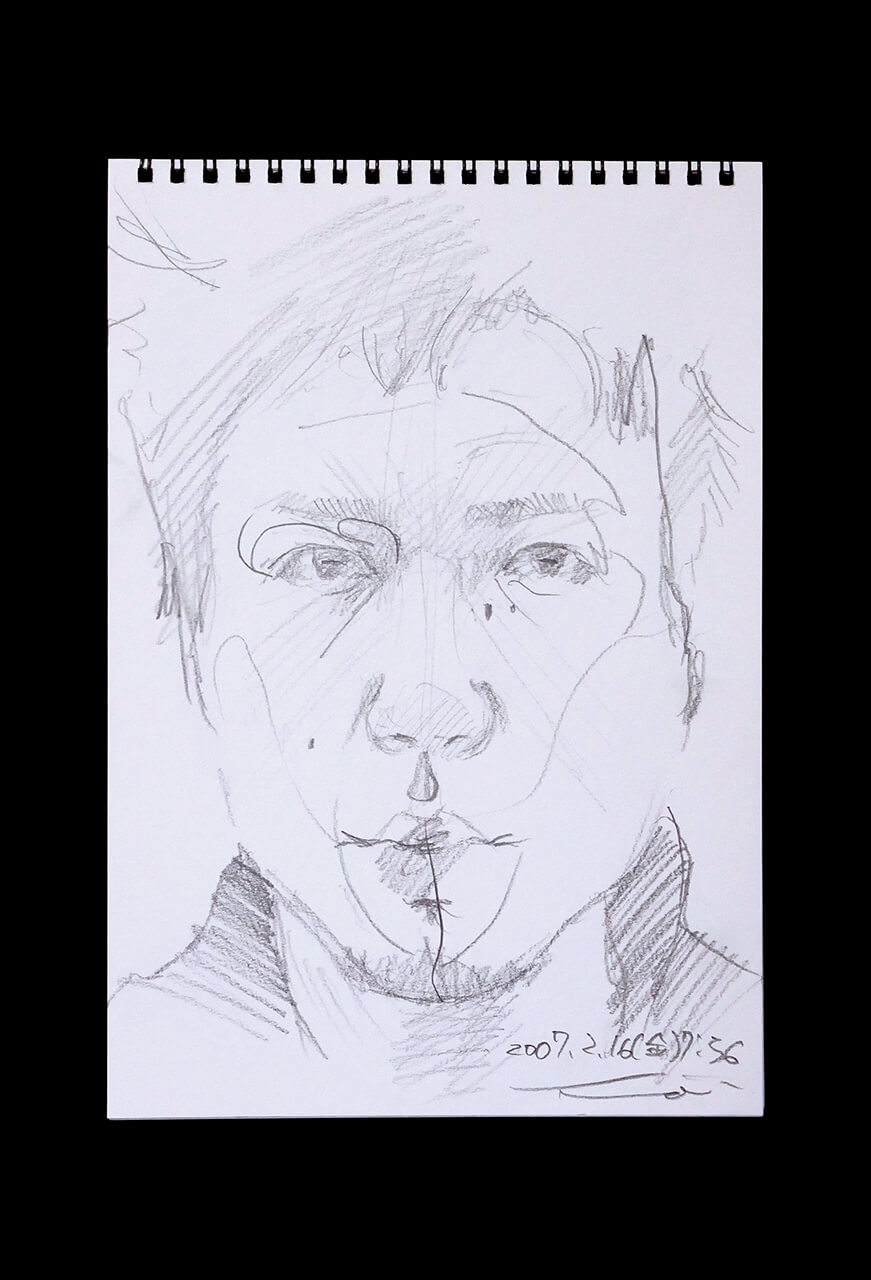 Contemporary artist SHINTAKU Tomoni's 2007/2/16 Self-portrait or pencil drawing
