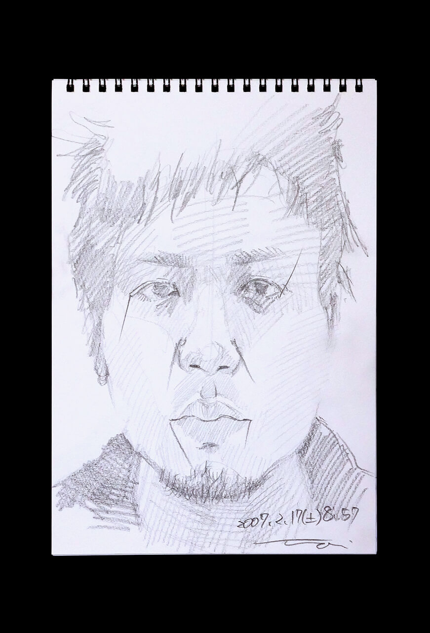 Contemporary artist SHINTAKU Tomoni's 2007/2/17 Self-portrait or pencil drawing