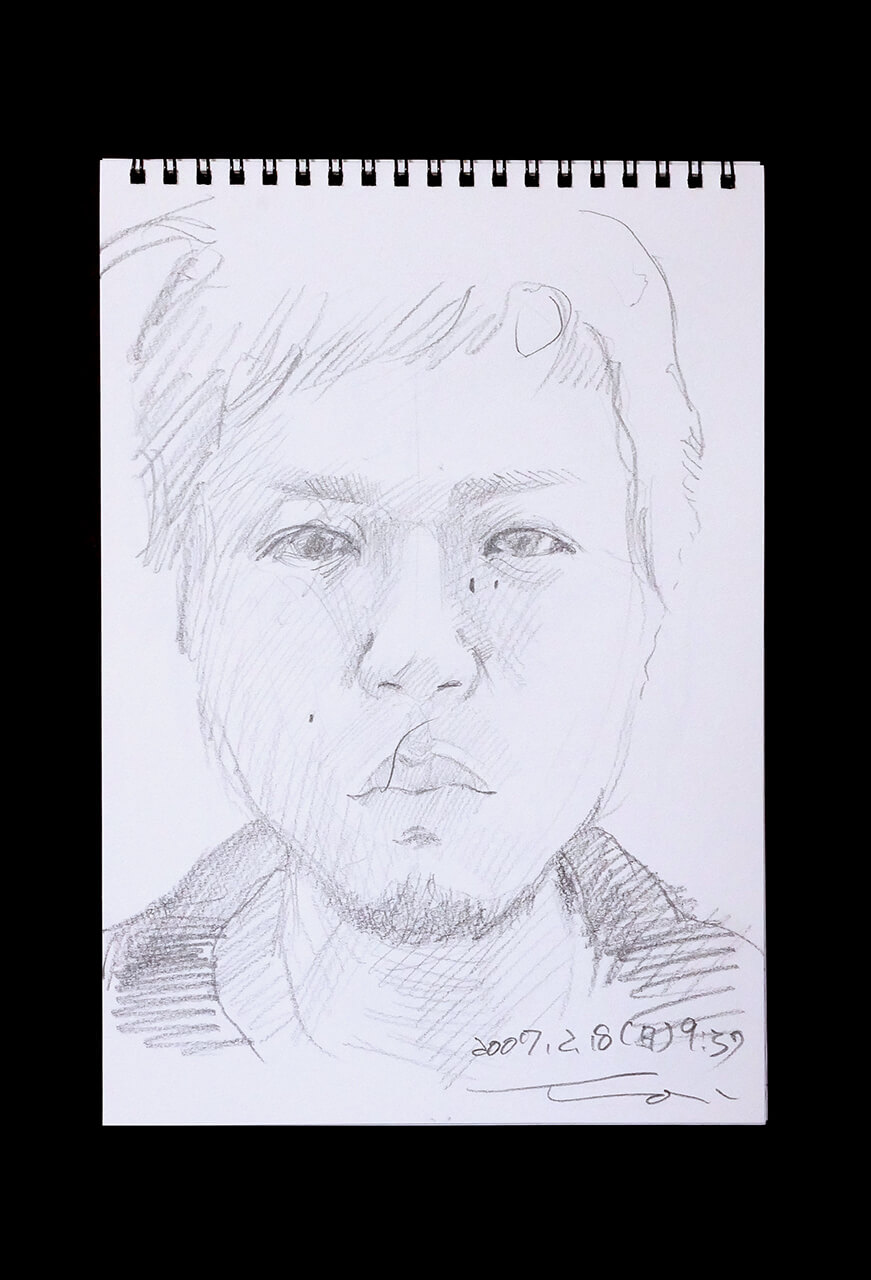 Contemporary artist SHINTAKU Tomoni's 2007/2/18 Self-portrait or pencil drawing