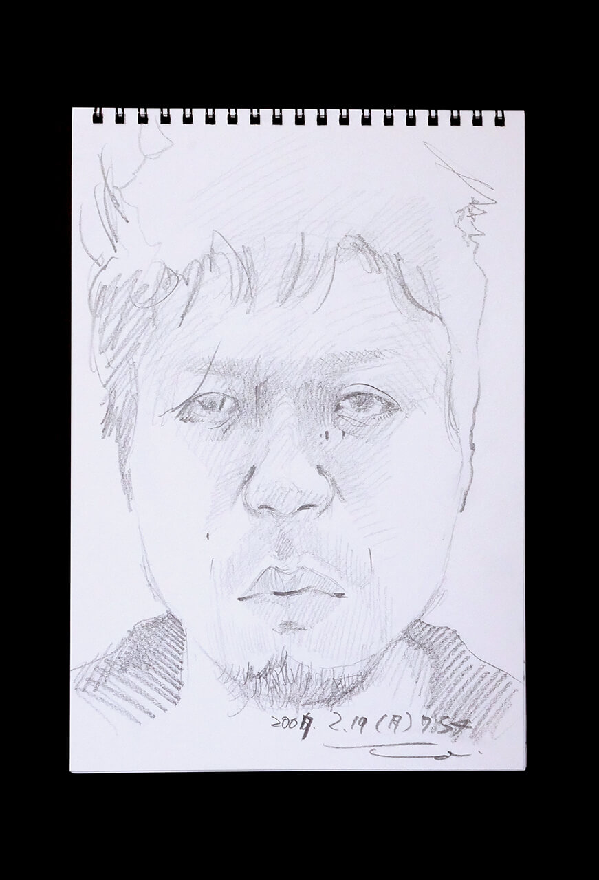 Contemporary artist SHINTAKU Tomoni's 2007/2/19 Self-portrait or pencil drawing
