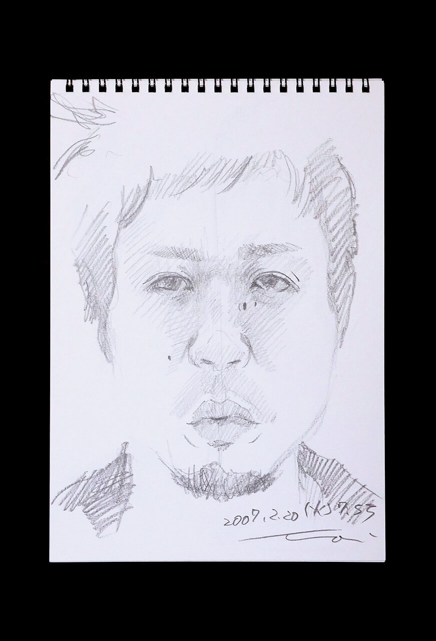 Contemporary artist SHINTAKU Tomoni's 2007/2/20 Self-portrait or pencil drawing
