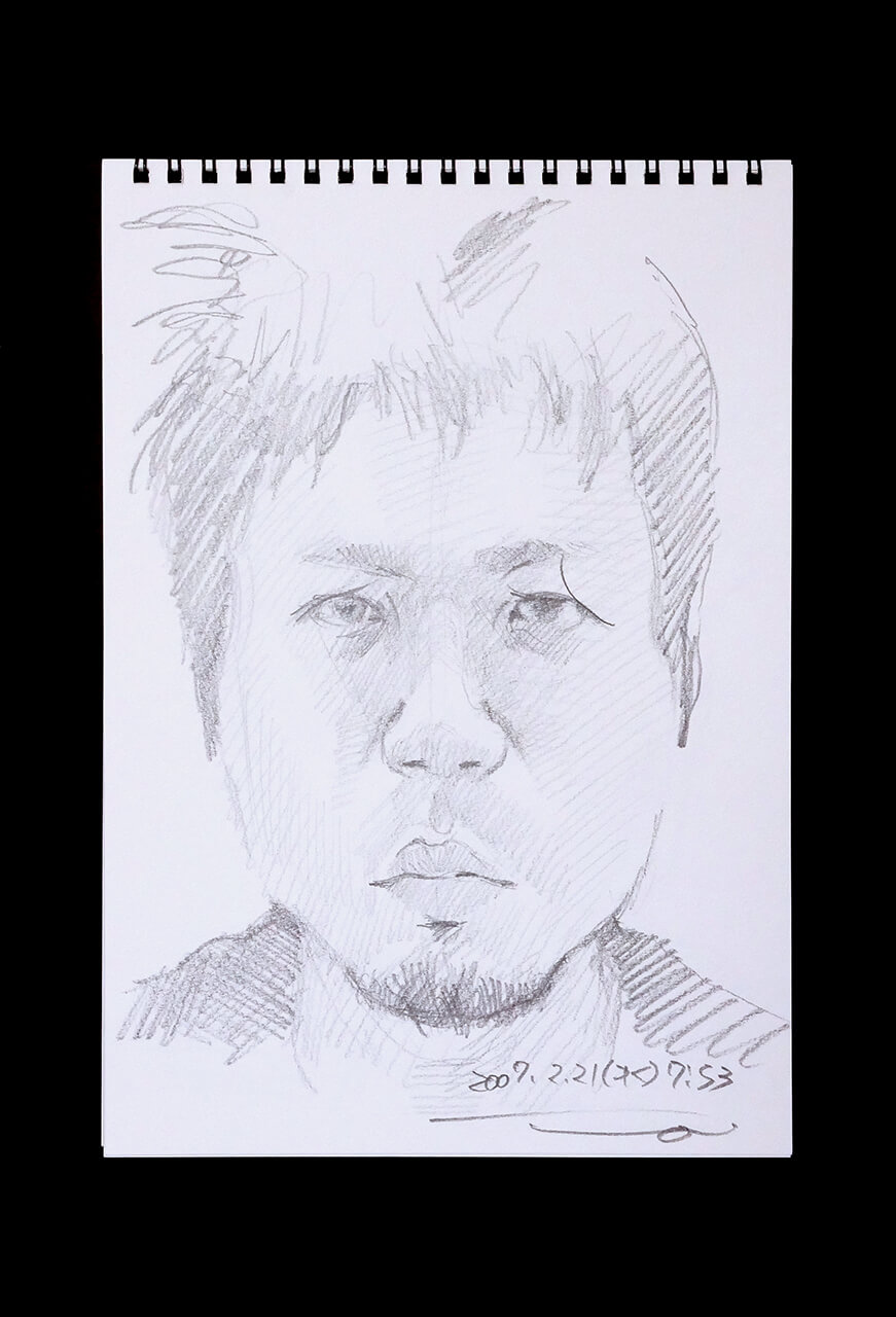 Contemporary artist SHINTAKU Tomoni's 2007/2/21 Self-portrait or pencil drawing