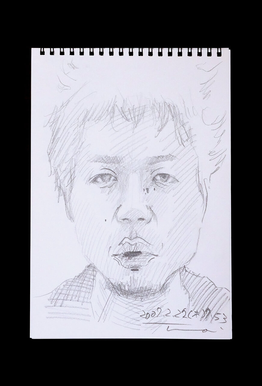 Contemporary artist SHINTAKU Tomoni's 2007/2/22 Self-portrait or pencil drawing
