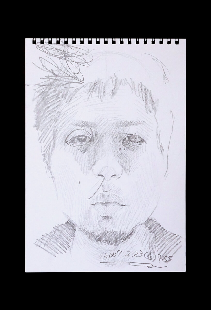 Contemporary artist SHINTAKU Tomoni's 2007/2/23 Self-portrait or pencil drawing
