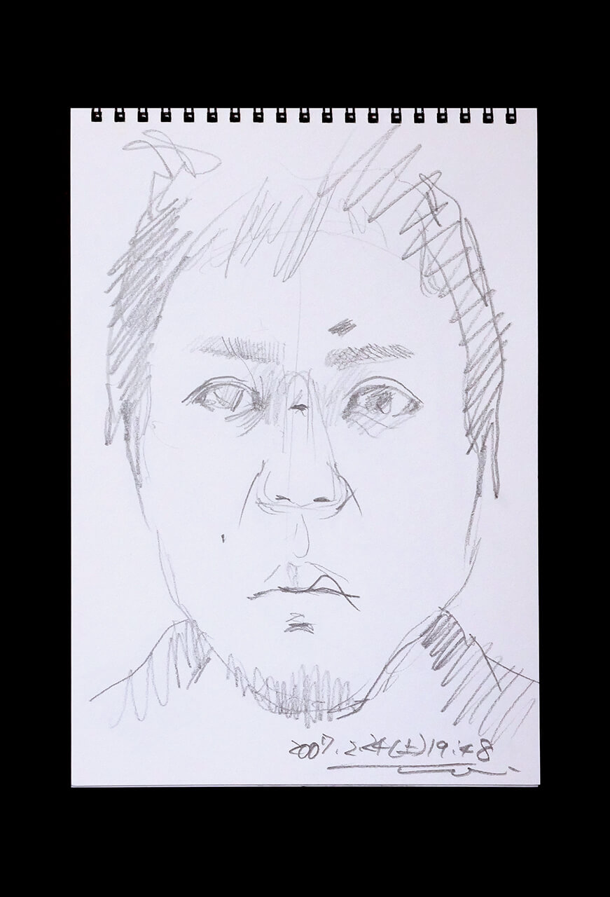 Contemporary artist SHINTAKU Tomoni's 2007/2/24 Self-portrait or pencil drawing