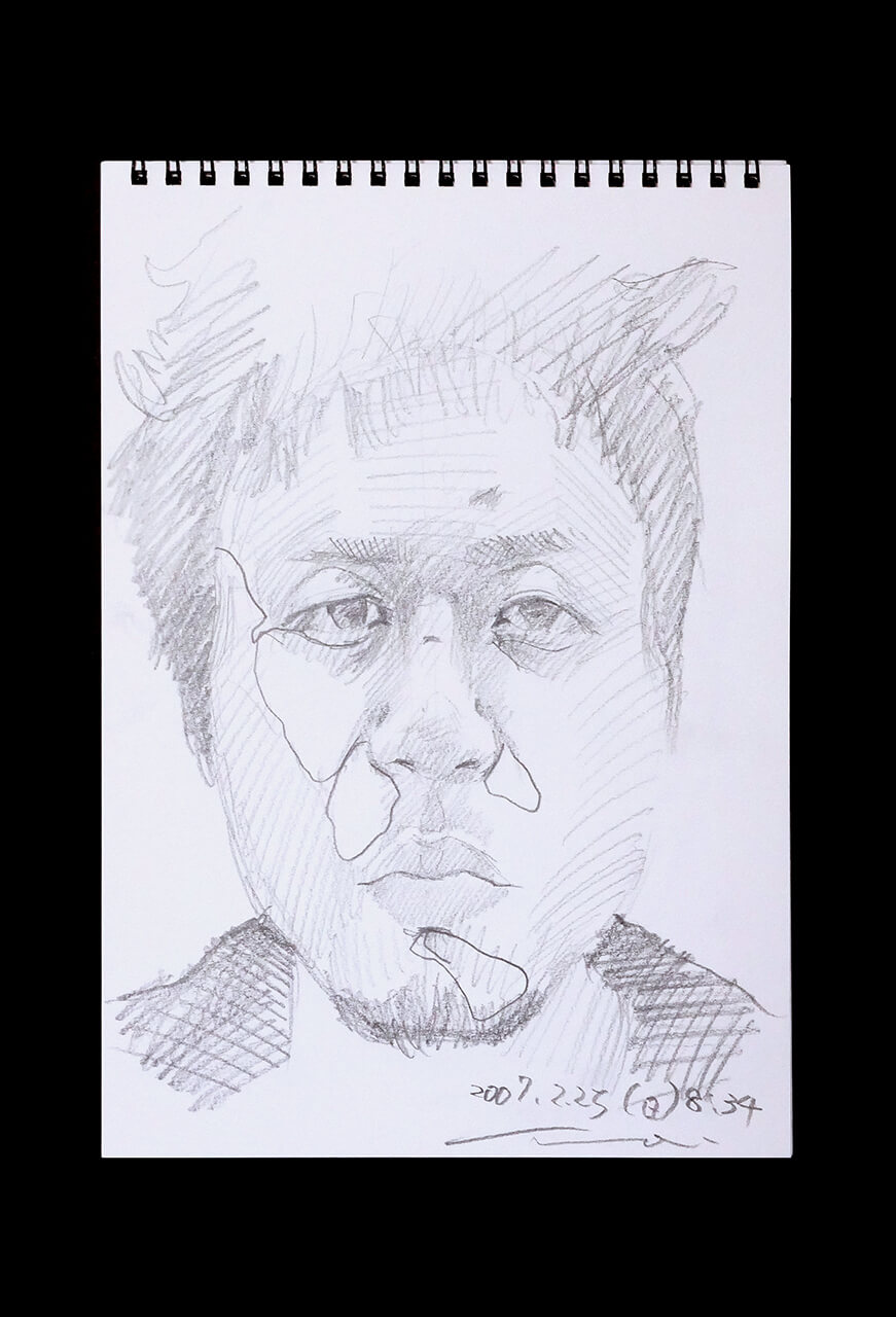 Contemporary artist SHINTAKU Tomoni's 2007/2/25 Self-portrait or pencil drawing
