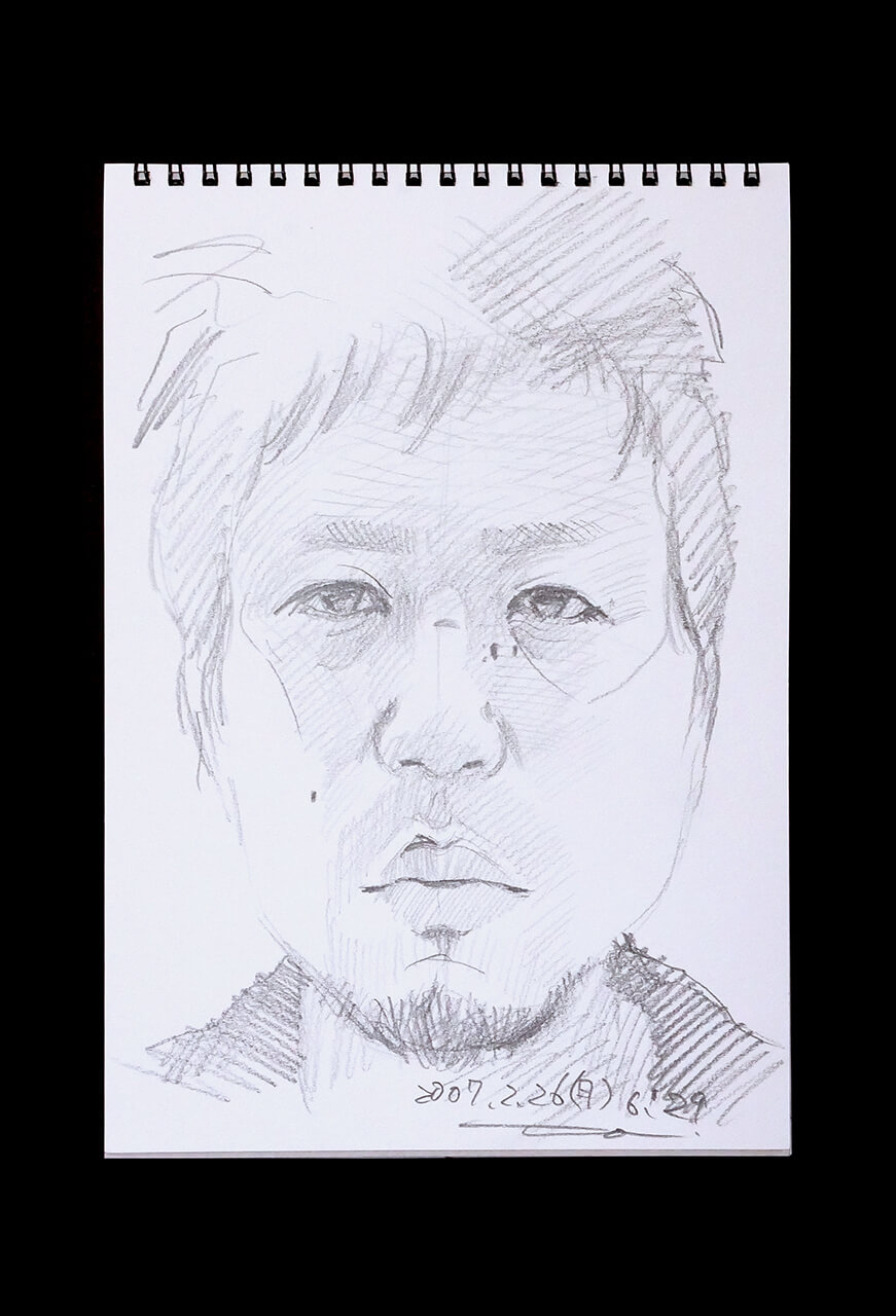 Contemporary artist SHINTAKU Tomoni's 2007/2/26 Self-portrait or pencil drawing