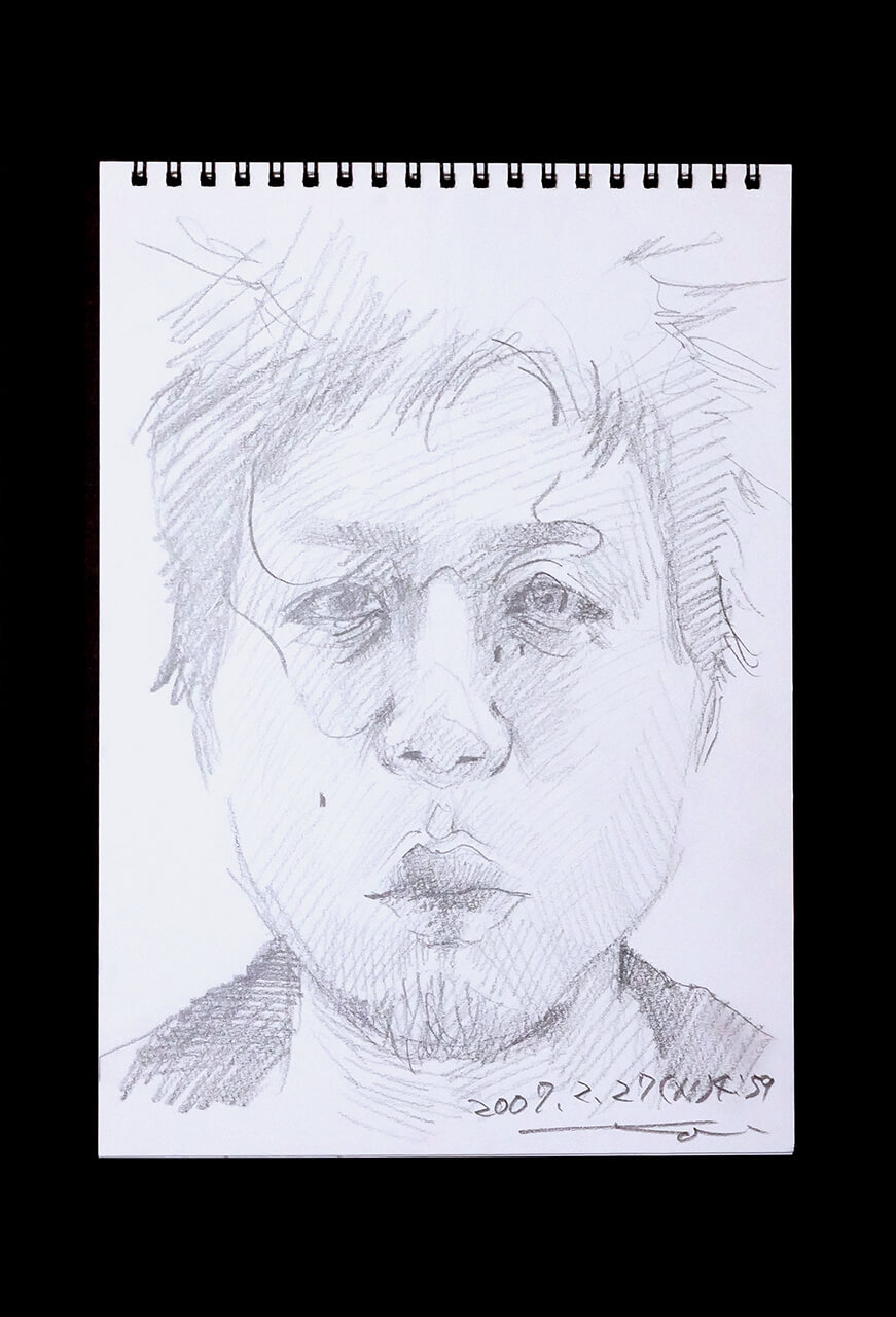 Contemporary artist SHINTAKU Tomoni's 2007/2/27 Self-portrait or pencil drawing