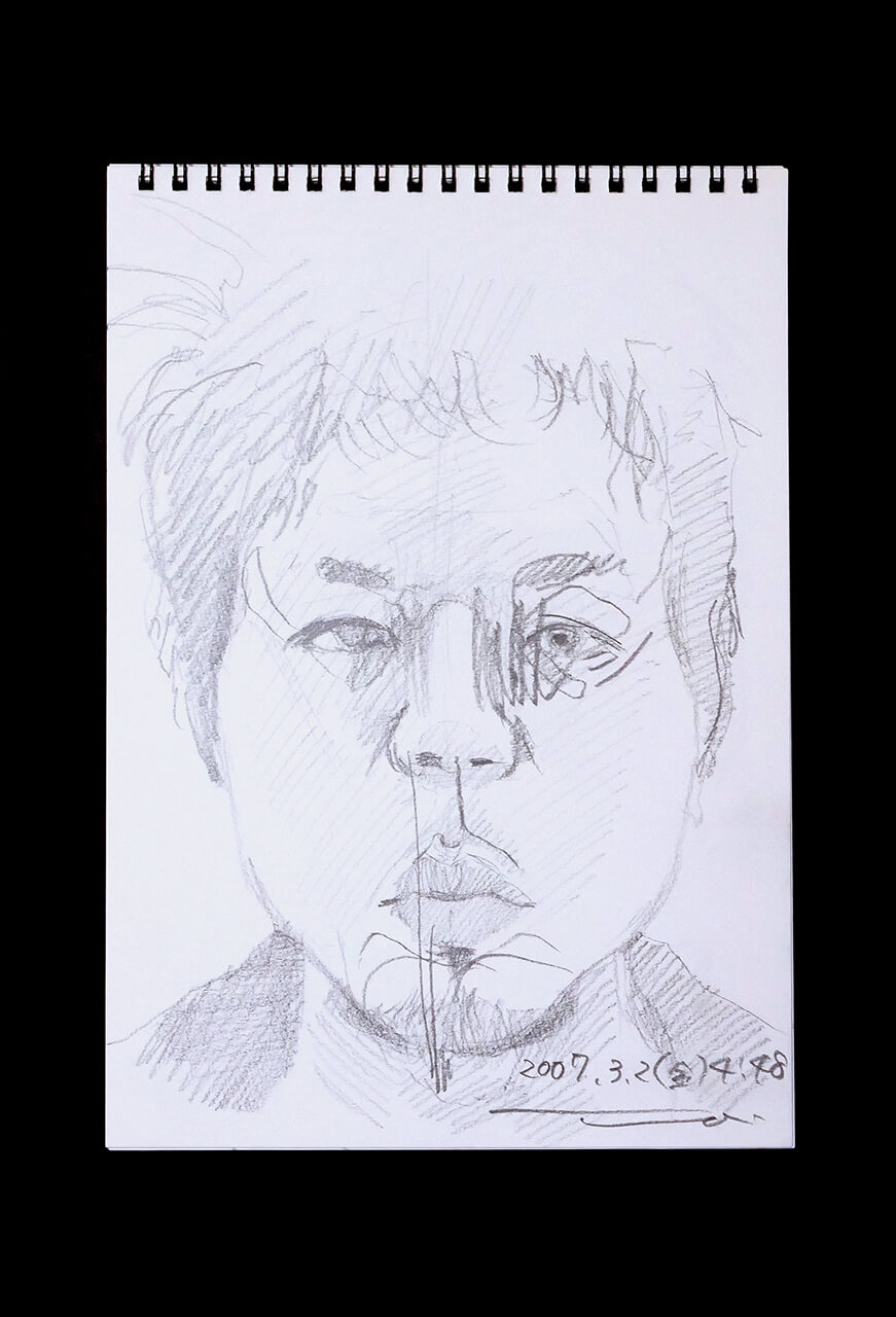 Contemporary artist SHINTAKU Tomoni's 2007/3/2 Self-portrait or pencil drawing