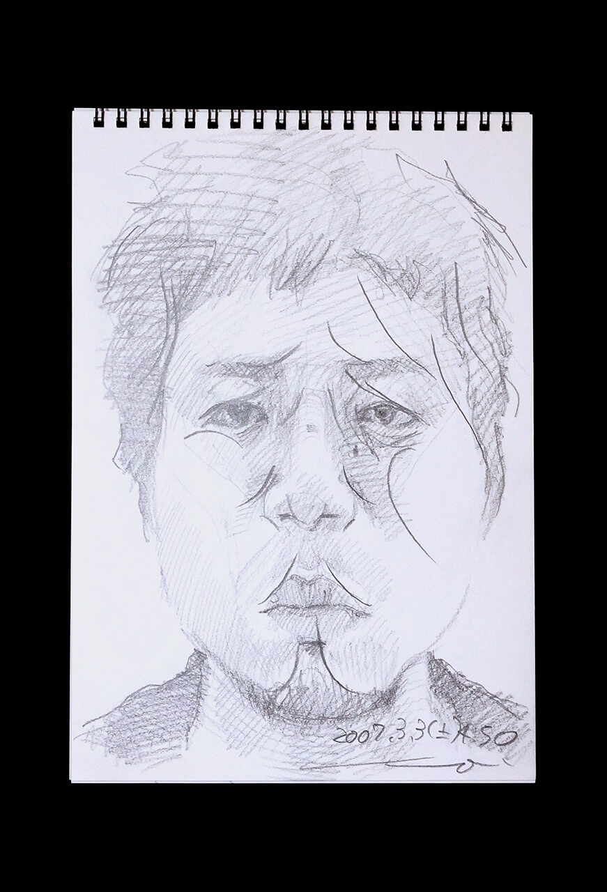 Contemporary artist SHINTAKU Tomoni's 2007/3/3 Self-portrait or pencil drawing