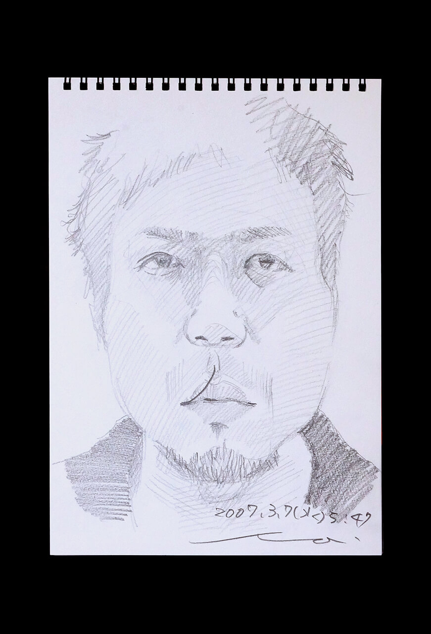 Contemporary artist SHINTAKU Tomoni's 2007/3/7 Self-portrait or pencil drawing