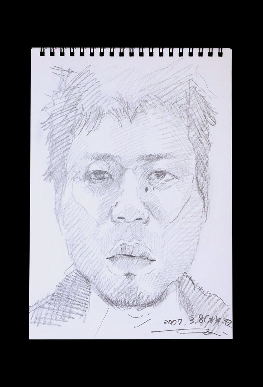 Contemporary artist SHINTAKU Tomoni's 2007/3/8 Self-portrait or pencil drawing