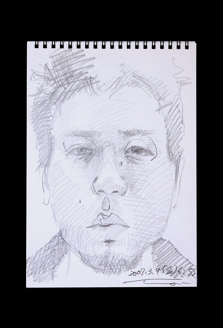 Contemporary artist SHINTAKU Tomoni's 2007/3/9 Self-portrait or pencil drawing
