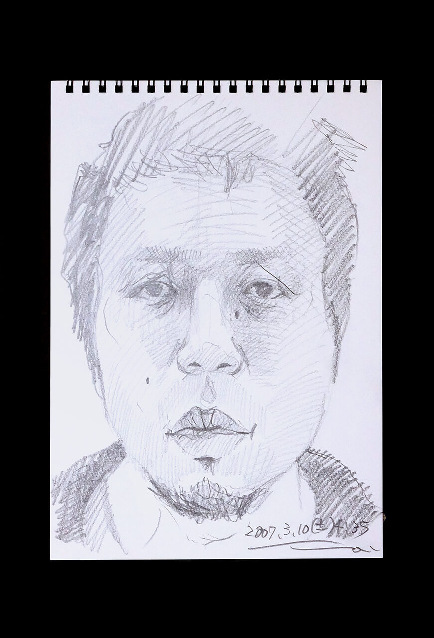 Contemporary artist SHINTAKU Tomoni's 2007/3/10 Self-portrait or pencil drawing