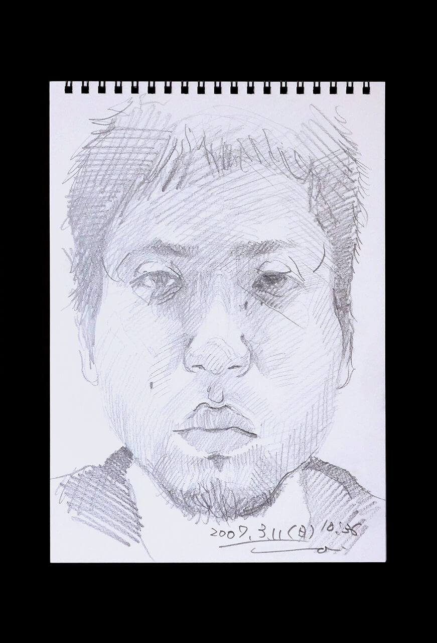 Contemporary artist SHINTAKU Tomoni's 2007/3/11 Self-portrait or pencil drawing
