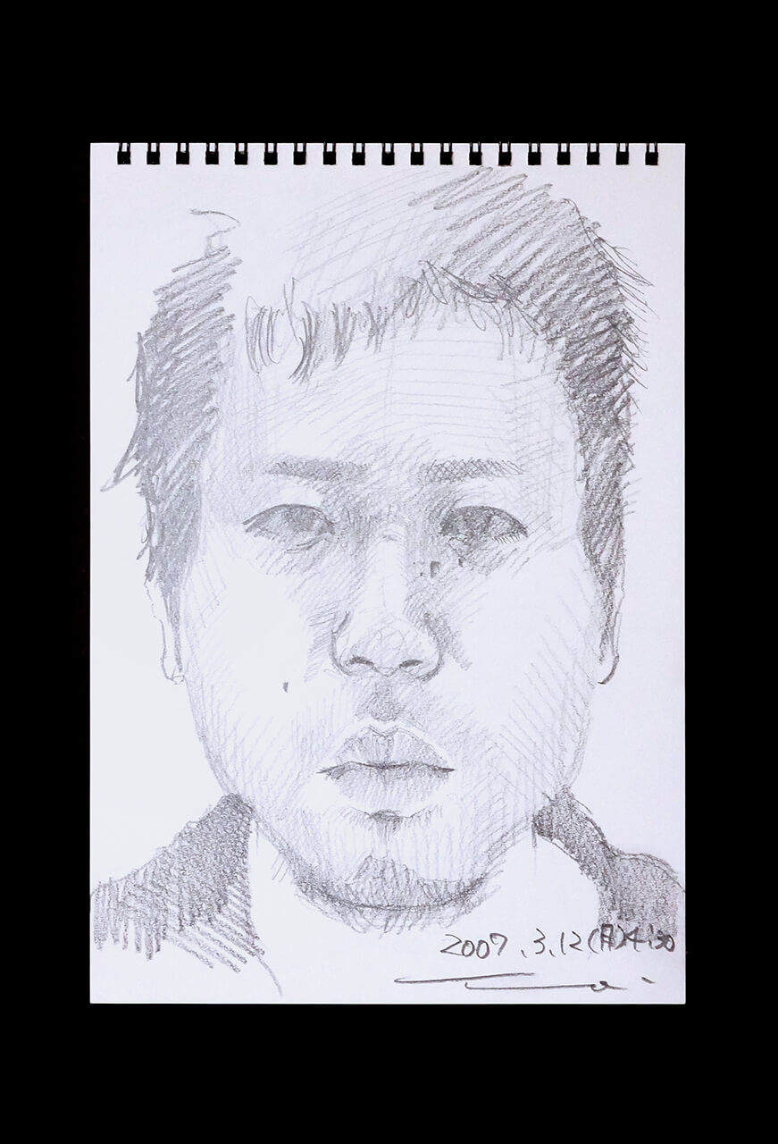 Contemporary artist SHINTAKU Tomoni's 2007/3/12 Self-portrait or pencil drawing