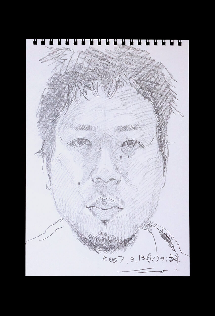 Contemporary artist SHINTAKU Tomoni's 2007/3/13 Self-portrait or pencil drawing