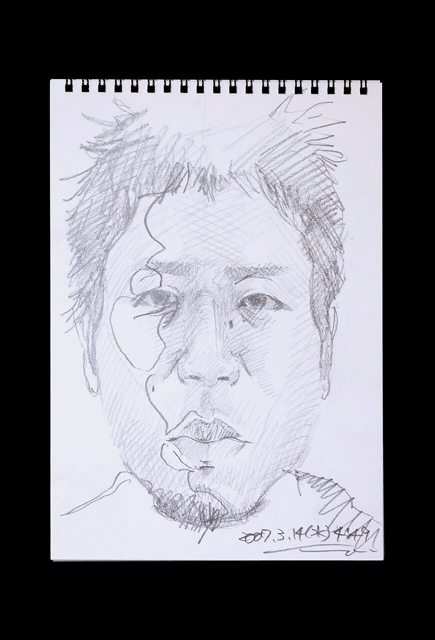 Contemporary artist SHINTAKU Tomoni's 2007/3/14 Self-portrait or pencil drawing