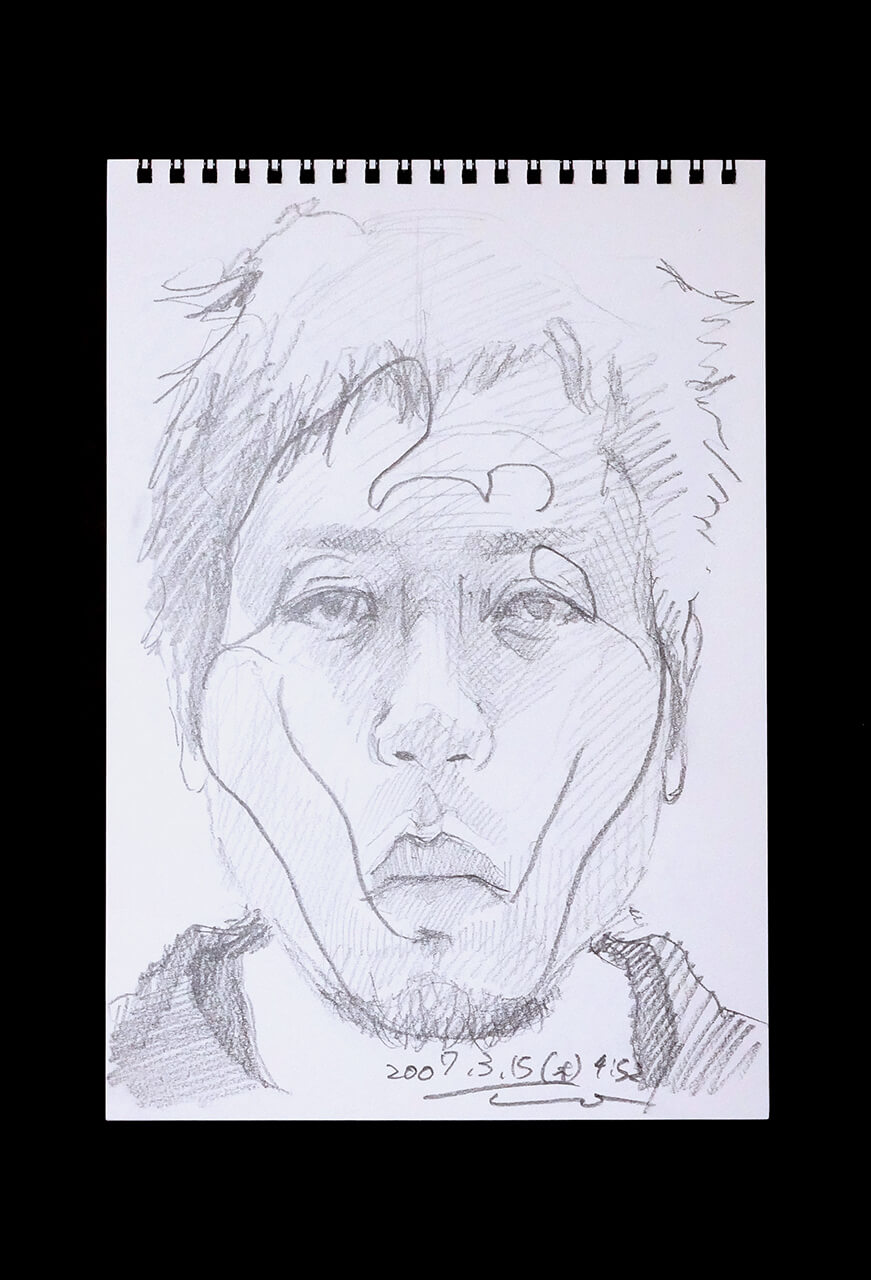 Contemporary artist SHINTAKU Tomoni's 2007/3/15 Self-portrait or pencil drawing