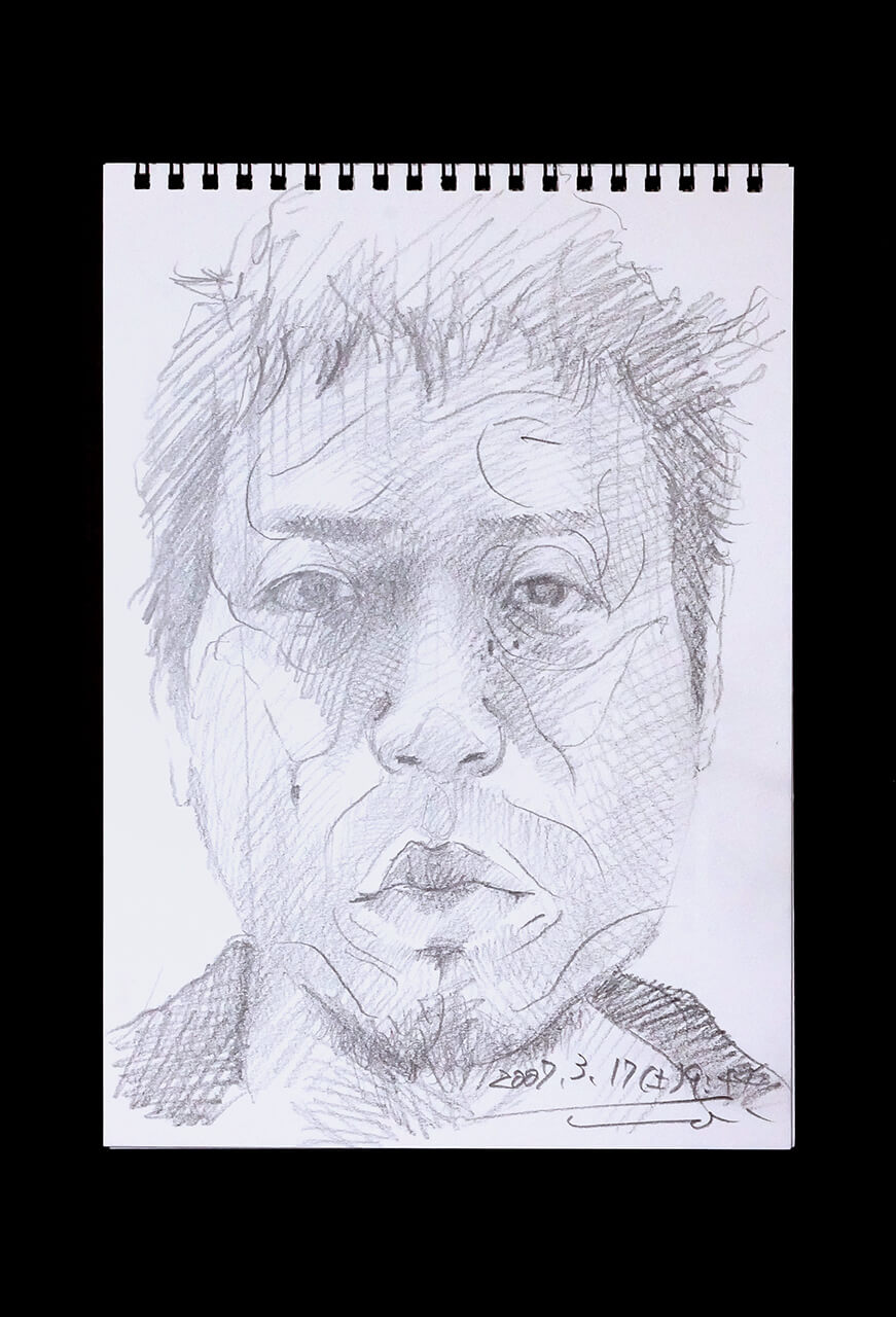 Contemporary artist SHINTAKU Tomoni's 2007/3/17 Self-portrait or pencil drawing
