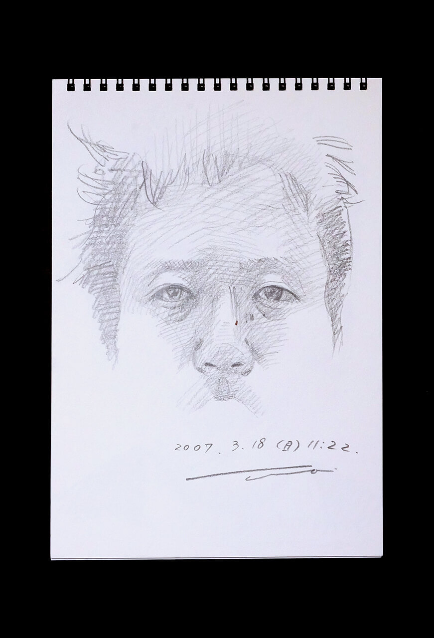 Contemporary artist SHINTAKU Tomoni's 2007/3/18 Self-portrait or pencil drawing