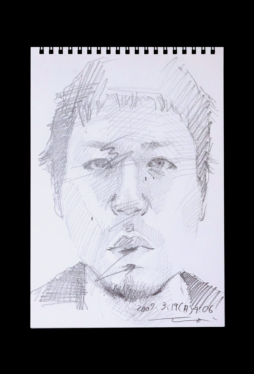 Contemporary artist SHINTAKU Tomoni's 2007/3/19 Self-portrait or pencil drawing