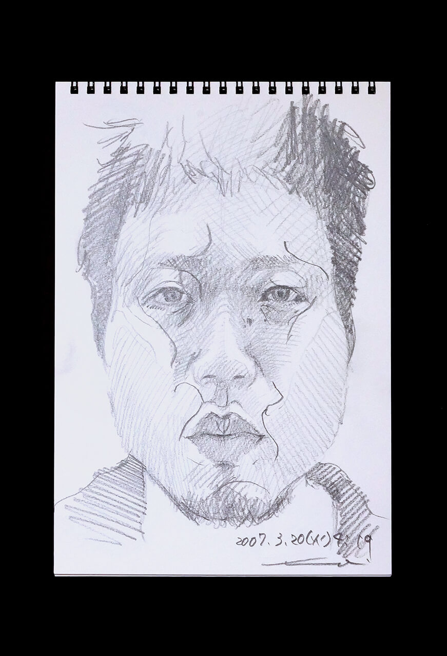 Contemporary artist SHINTAKU Tomoni's 2007/3/20 Self-portrait or pencil drawing