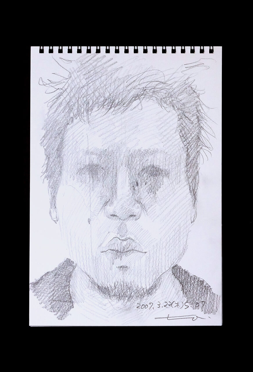 Contemporary artist SHINTAKU Tomoni's 2007/3/22 Self-portrait or pencil drawing