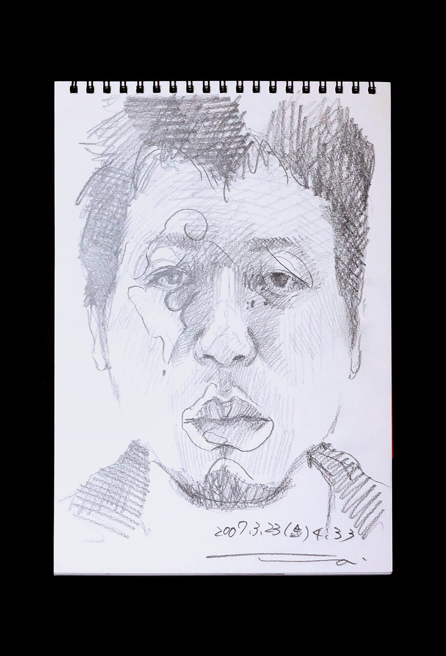 Contemporary artist SHINTAKU Tomoni's 2007/3/23 Self-portrait or pencil drawing
