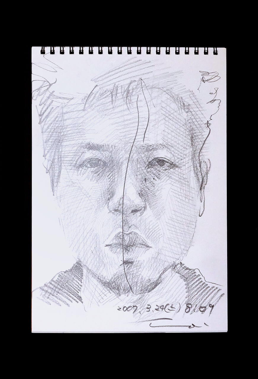 Contemporary artist SHINTAKU Tomoni's 2007/3/24 Self-portrait or pencil drawing