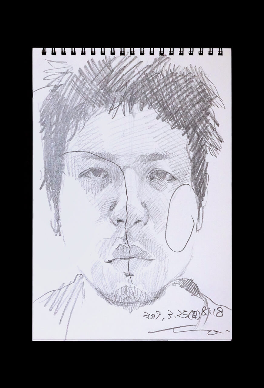 Contemporary artist SHINTAKU Tomoni's 2007/3/25 Self-portrait or pencil drawing