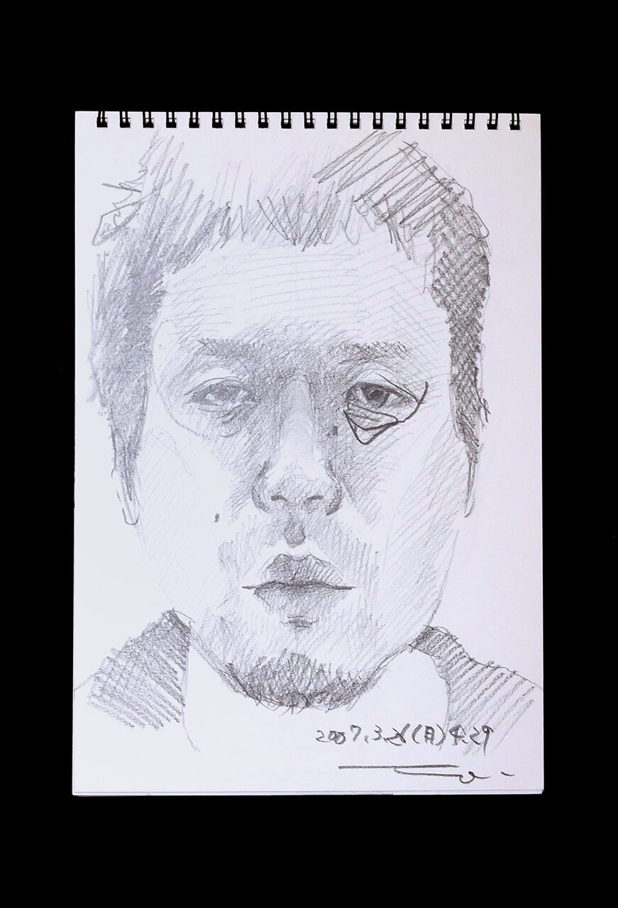 Contemporary artist SHINTAKU Tomoni's 2007/3/26 Self-portrait or pencil drawing