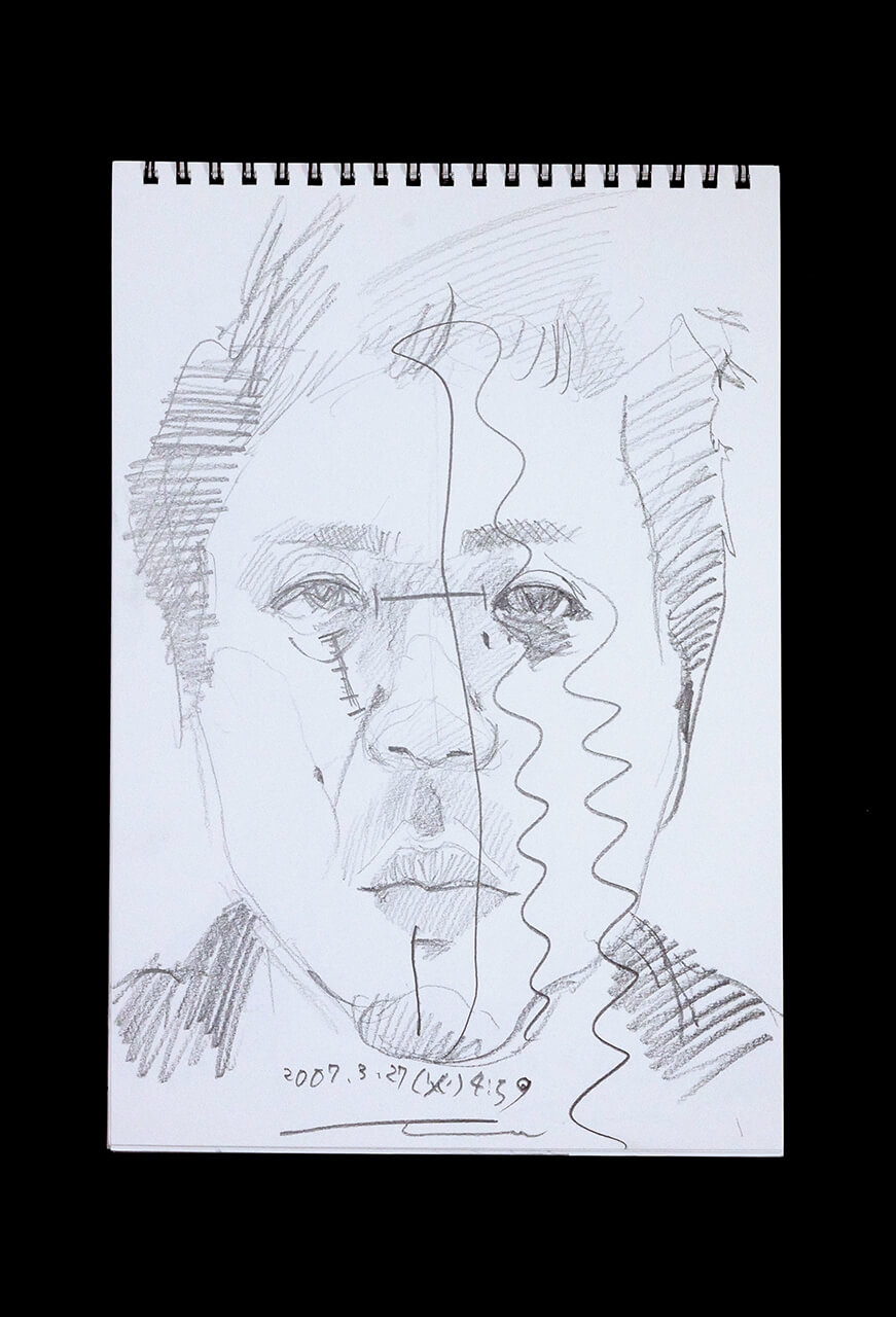 Contemporary artist SHINTAKU Tomoni's 2007/3/27 Self-portrait or pencil drawing