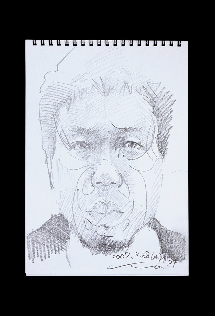Contemporary artist SHINTAKU Tomoni's 2007/3/28 Self-portrait or pencil drawing