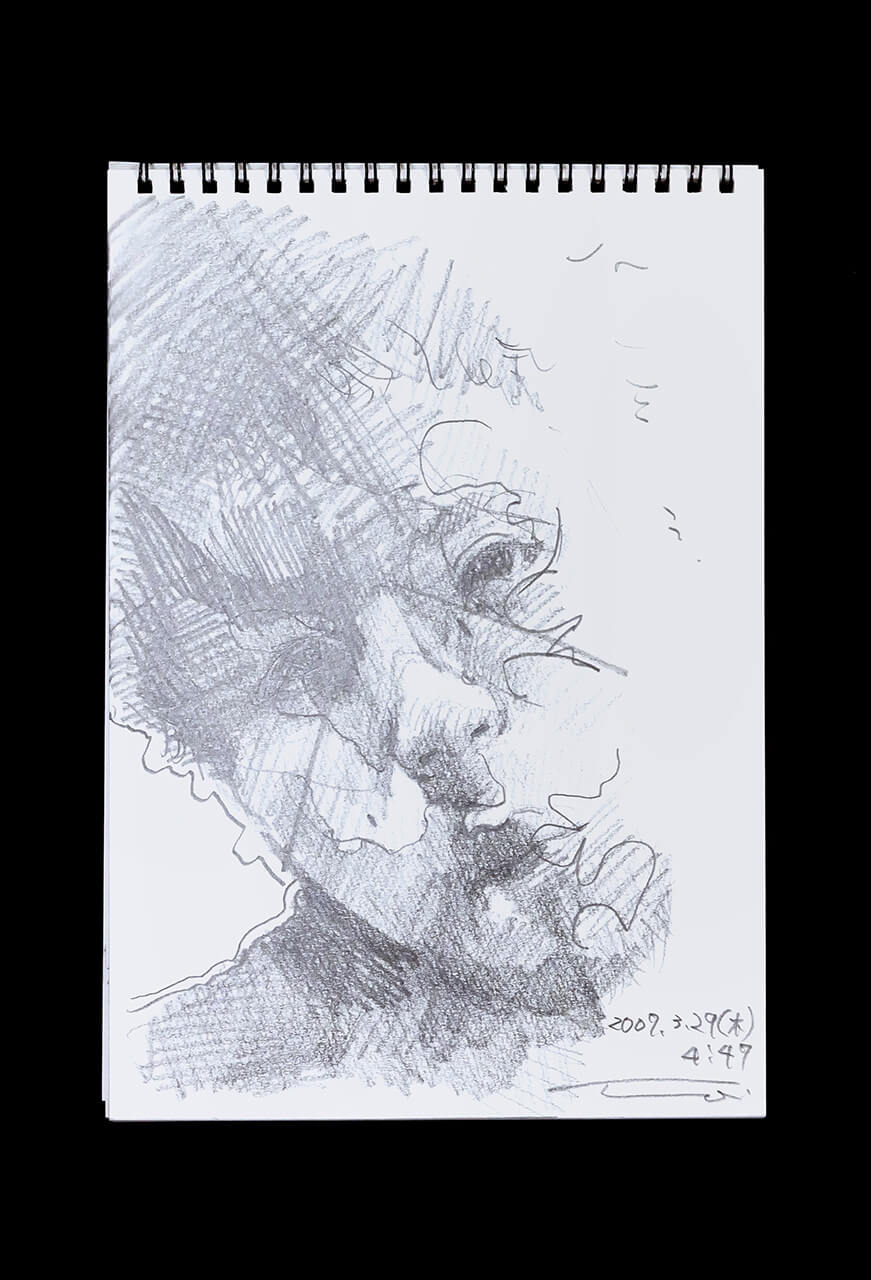 Contemporary artist SHINTAKU Tomoni's 2007/3/29 Self-portrait or pencil drawing