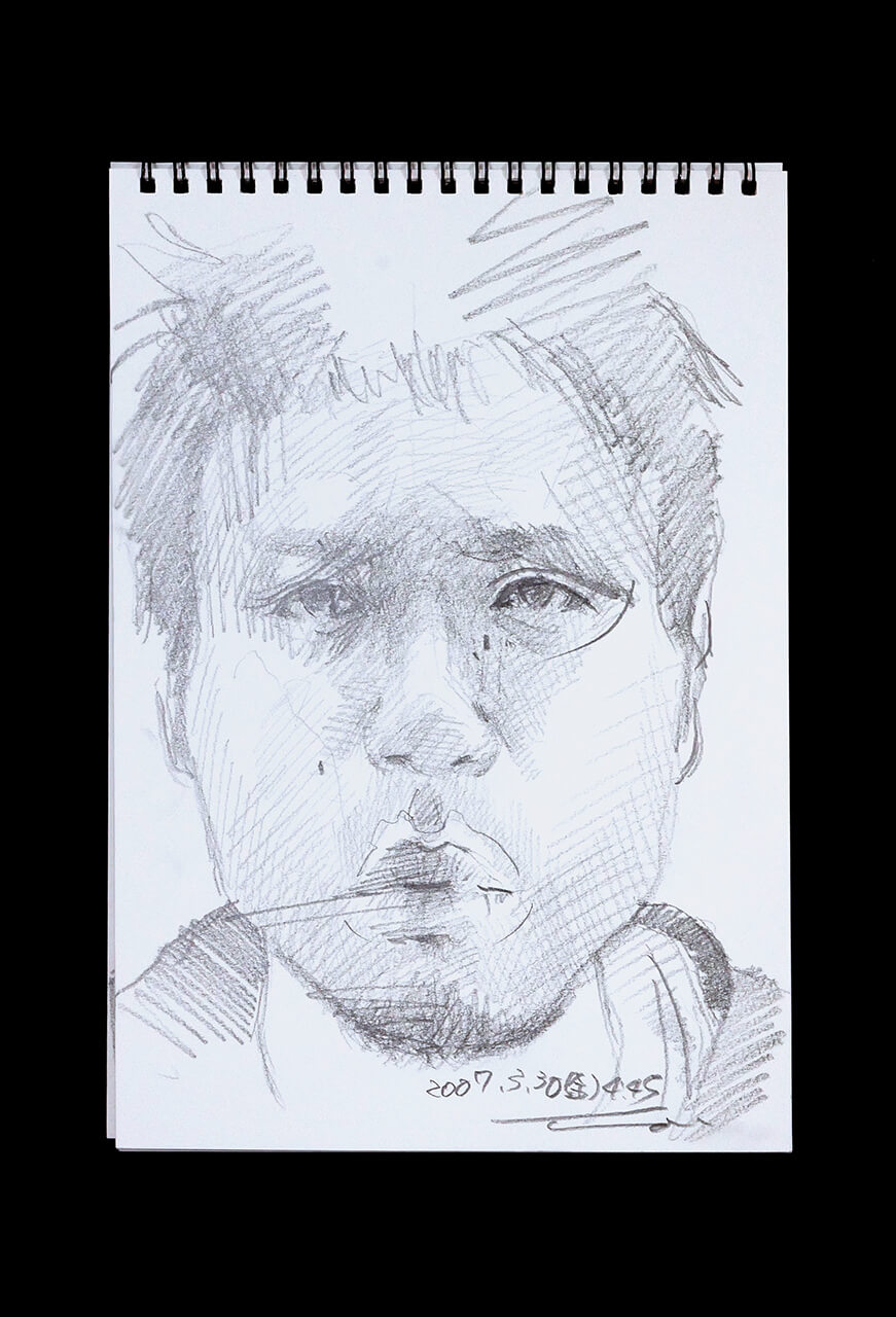 Contemporary artist SHINTAKU Tomoni's 2007/3/30 Self-portrait or pencil drawing