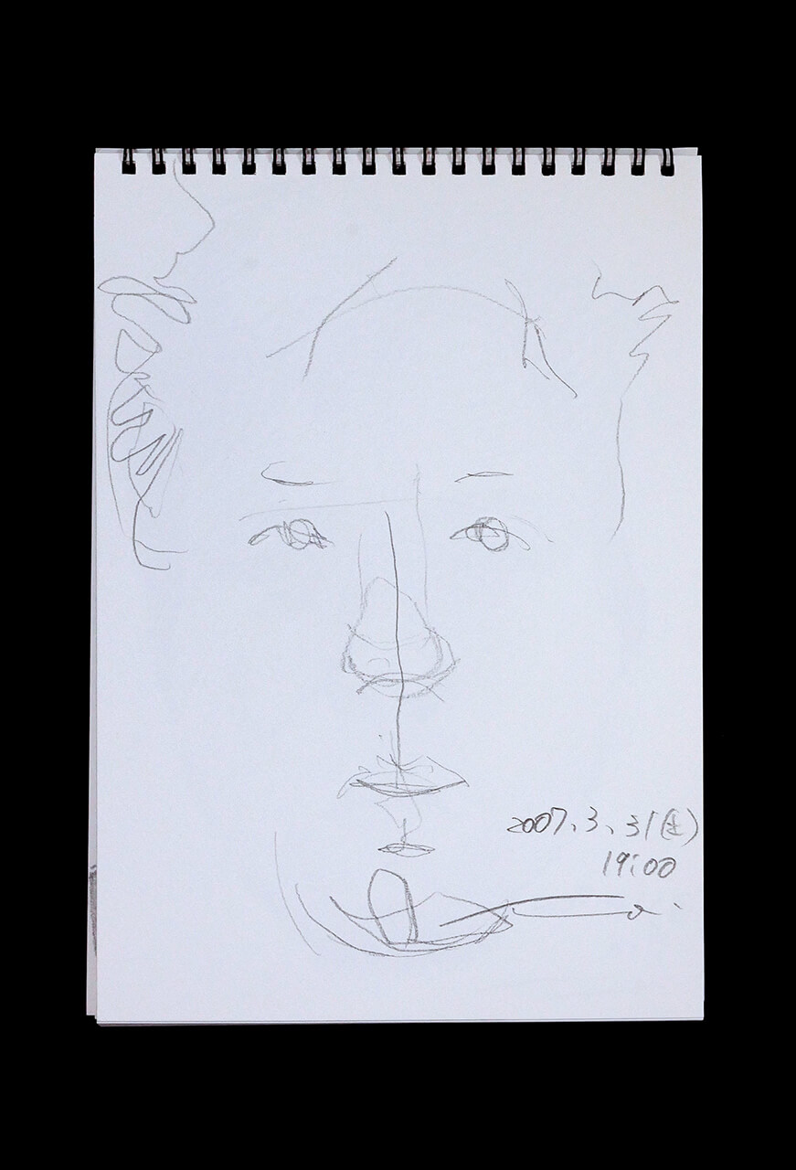 Contemporary artist SHINTAKU Tomoni's 2007/3/31 Self-portrait or pencil drawing