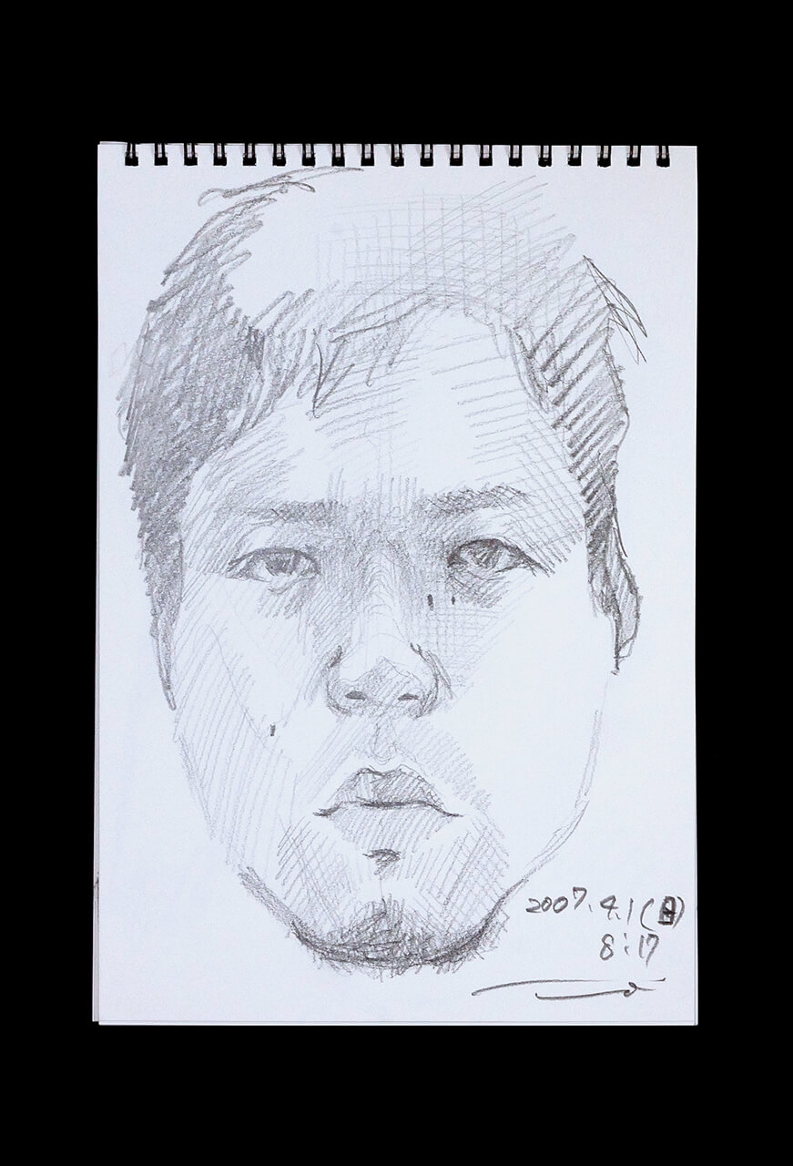 Contemporary artist SHINTAKU Tomoni's 2007/4/1 Self-portrait or pencil drawing