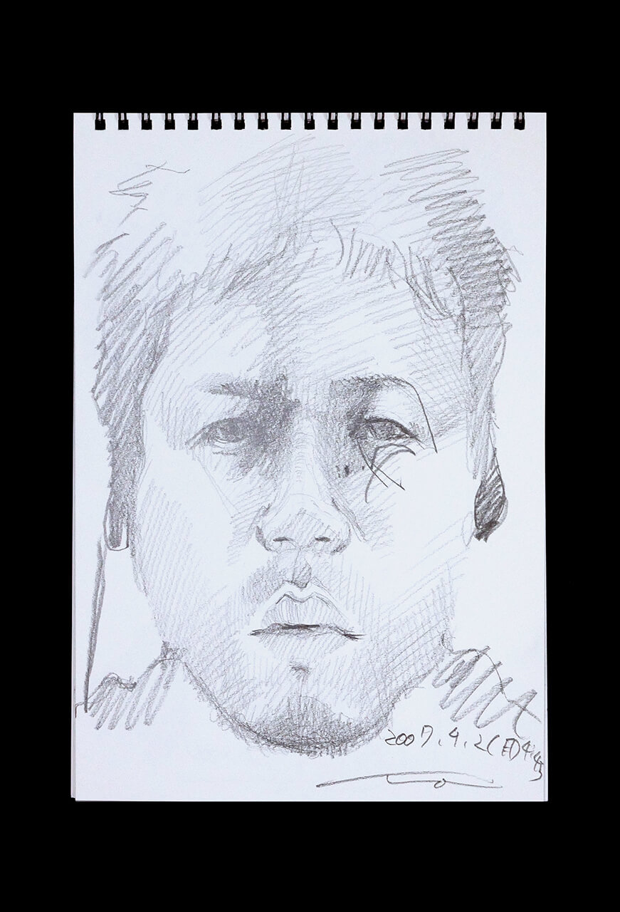 Contemporary artist SHINTAKU Tomoni's 2007/4/2 Self-portrait or pencil drawing