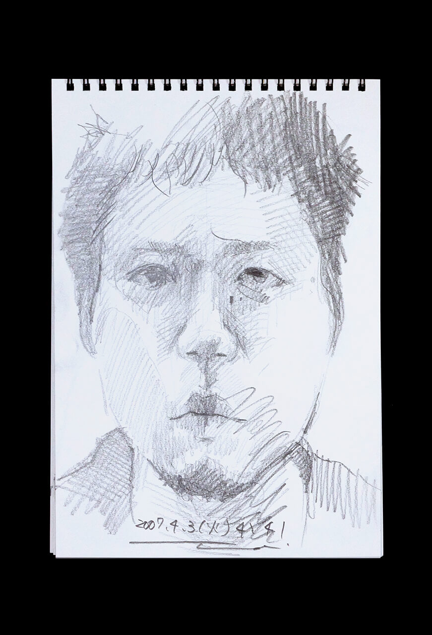 Contemporary artist SHINTAKU Tomoni's 2007/4/3 Self-portrait or pencil drawing