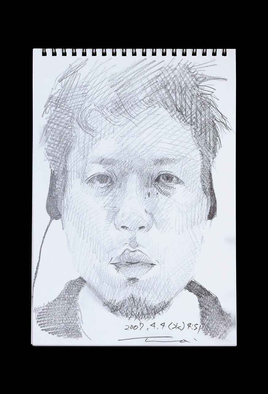 Contemporary artist SHINTAKU Tomoni's 2007/4/4 Self-portrait or pencil drawing