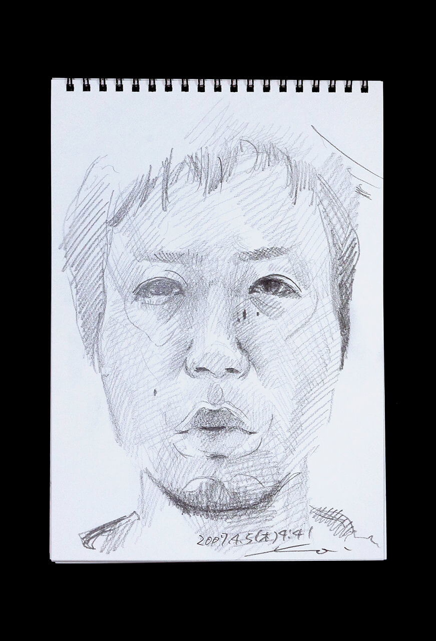 Contemporary artist SHINTAKU Tomoni's 2007/4/5 Self-portrait or pencil drawing